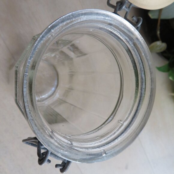 Hermetic Clear Paneled Glass Canister Jar Rubber Seal Wire Hinge 1.5L Italy Made - Picture 9 of 14